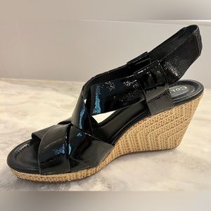 COPY - Cole Haan Espadrille Platform Wedge Black Patent Sandals - size 8.5B